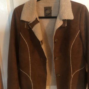 Vintage Y2K Old Navy Faux Suede Fleece Lined Coat M